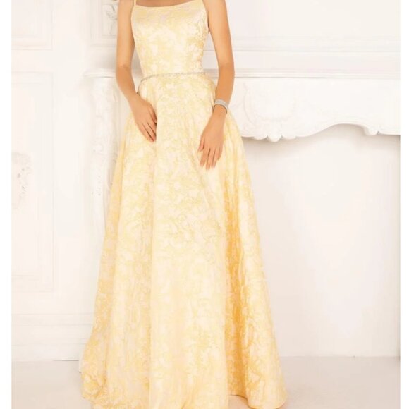 Lucci Lu Dresses & Skirts - Lucci Lu Formal Prom Dress Women's 10 Yellow Embroidered Long Ball Gown NWT